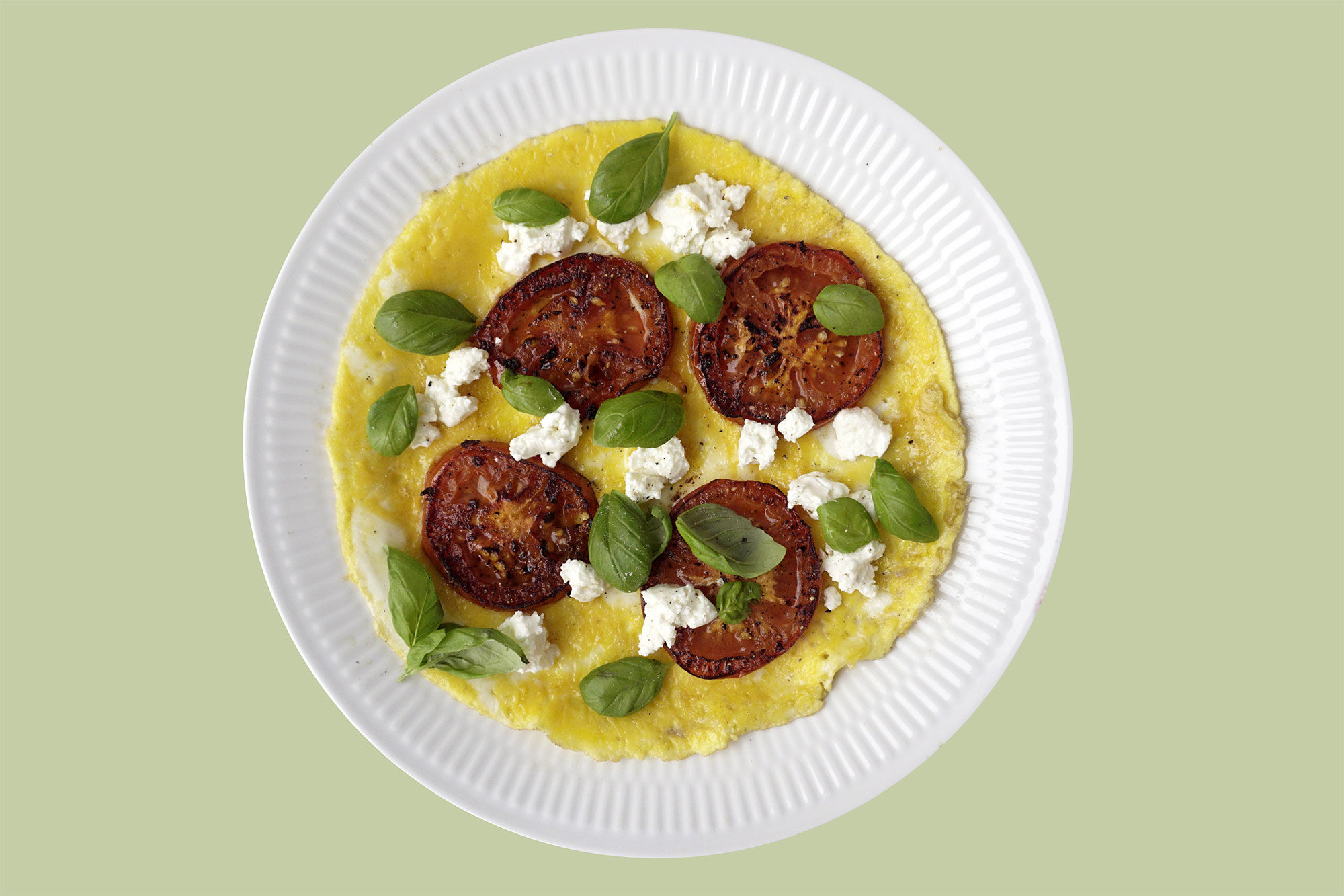 Dance Like Theres No Tomato: Omelet w. Grilled Tomato, Goat Cheese and Fresh Basil
